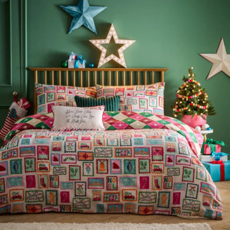 Image of Furn. Dear Santa Printed Duvet Set, Super King, Multicolour