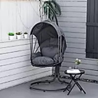 image of OutSunny Swing Chair Steel, Polyester, PP Cotton Grey 1,000 x 1,950 mm