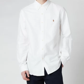Image of Polo Ralph Lauren Mens Slim Fit Oxford Long Sleeve Shirt - BSR White - S