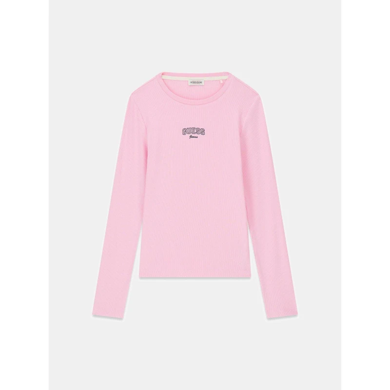 Image of Guess Womens Embro SlimT Long Sleeve T-Shirt Soft ROSE female 10 (S)
