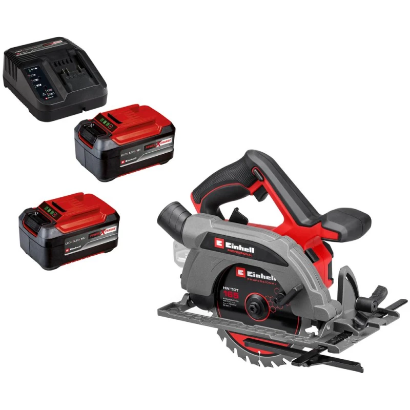 Image of Einhell Professional TP-CS 18/165 Li BL 18v Cordless Brushless Circular Saw 165mm 2 x 5.2ah Li-ion Charger No Case TP-CS 18/165 Li BL