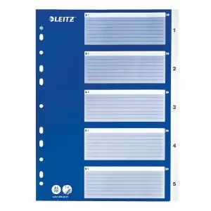 image of Leitz Polypropylene 1 to 5 Dividers A4 - White - Outer carton of 25