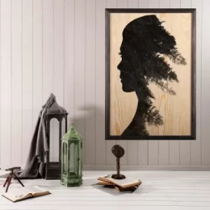 Image of Pine Woman Multicolor Decorative Framed Wooden Painting