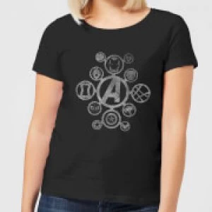 image of Avengers Distressed Metal Icon Womens T-Shirt - Black