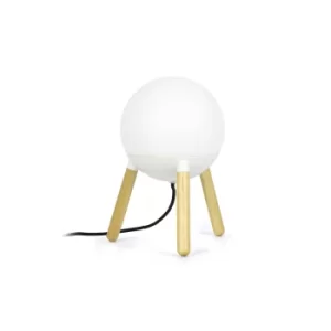 image of Mine 1 Light Table Globe Lamp White, Wood, E27