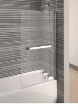 image of Aqualux Aqua 4 Square Bath Screen With Towel Rail - 137.5 X 75cm