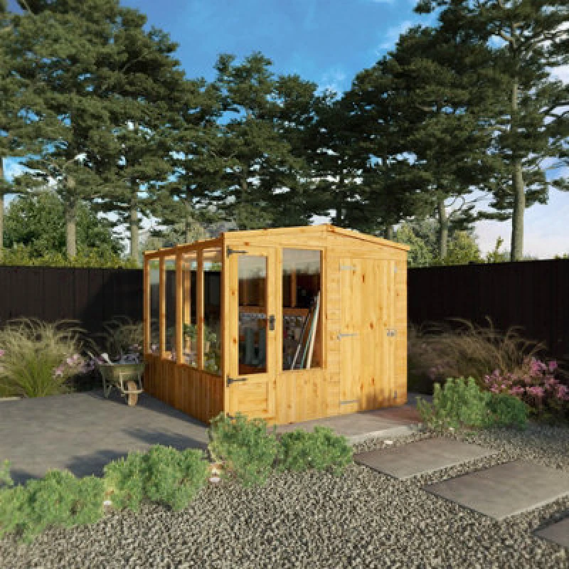 Image of Waltons 8 X 8 Combi Glass Greenhouse Shiplap Apex Garden Potting Shed