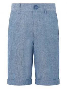 Boys, Monsoon Nathan Chambray Linen Short - Blue, Size 12 Years