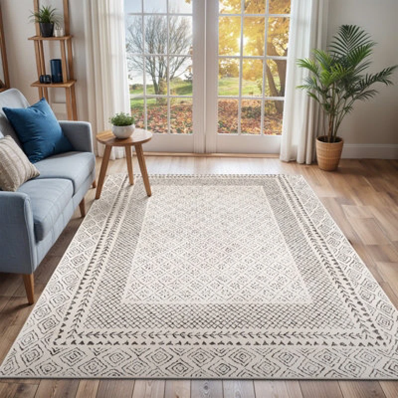 Image of Livabliss Scandi Geometric Grey Ambre Area Rug 120 X 170 Cm - Easy Care, Non Shedding, Ideal For Living Room & Bedroom