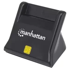 image of Manhattan USB-A Smart/SIM Card Reader 480 Mbps (USB 2.0) Desktop Standing Friction Type compatible Hi-Speed USB Cable 86cm Black Three Year Warranty B