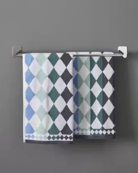 Image of Cotton Traders 2 Pack Diamond Jacquard Hand Towel in Blue