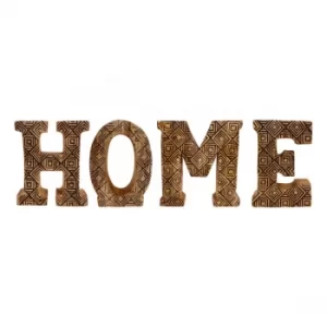 Image of Hand Carved Wooden Geometric Letters Home