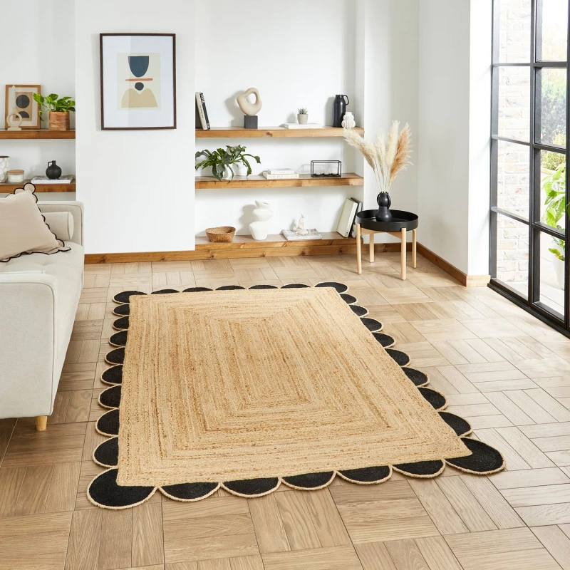 Image of Scalloped Boho Jute Rug