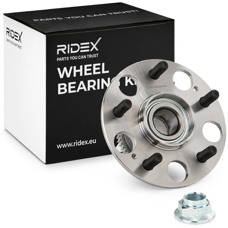 Image of RIDEX 654W0521 Wheel bearing kit Rear Axle both sides, with ABS sensor ring Wheel Bearing Kit (654)