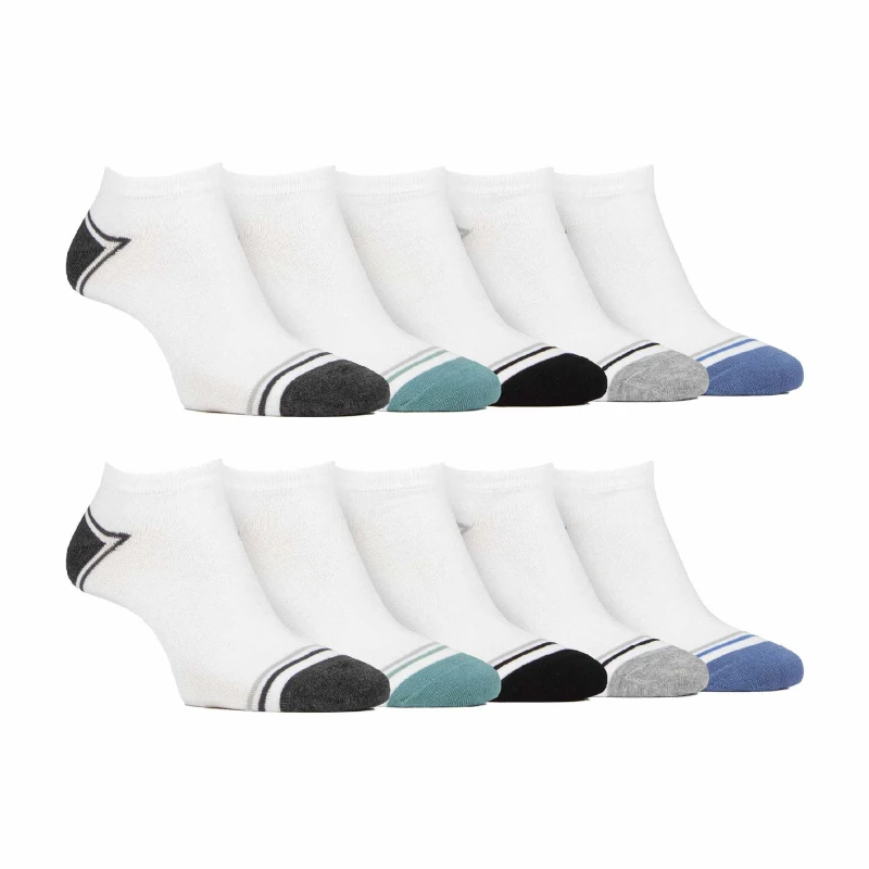 Image of Farah Mens 5 Pair Farah Striped Bamboo Trainer Socks White