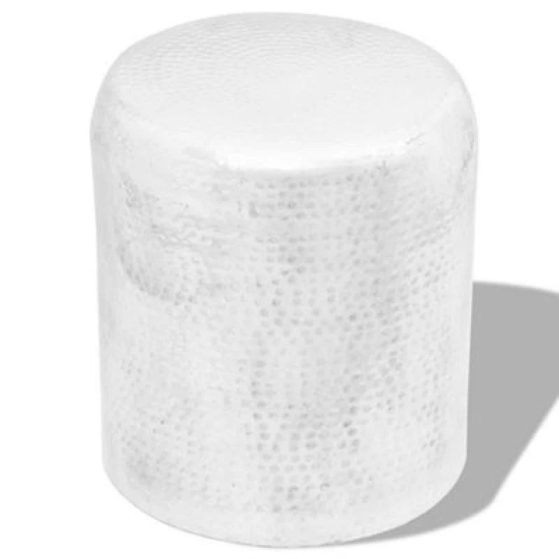 Image of vidaXL Hammered Aluminium Stool/Side Table Silver 242326
