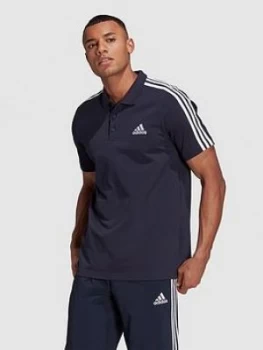 Image of adidas 3-stripe Pique Polo Shirt, Ink Size M Men
