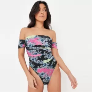 Missguided Ruched Bardot Bodysuit - Multi