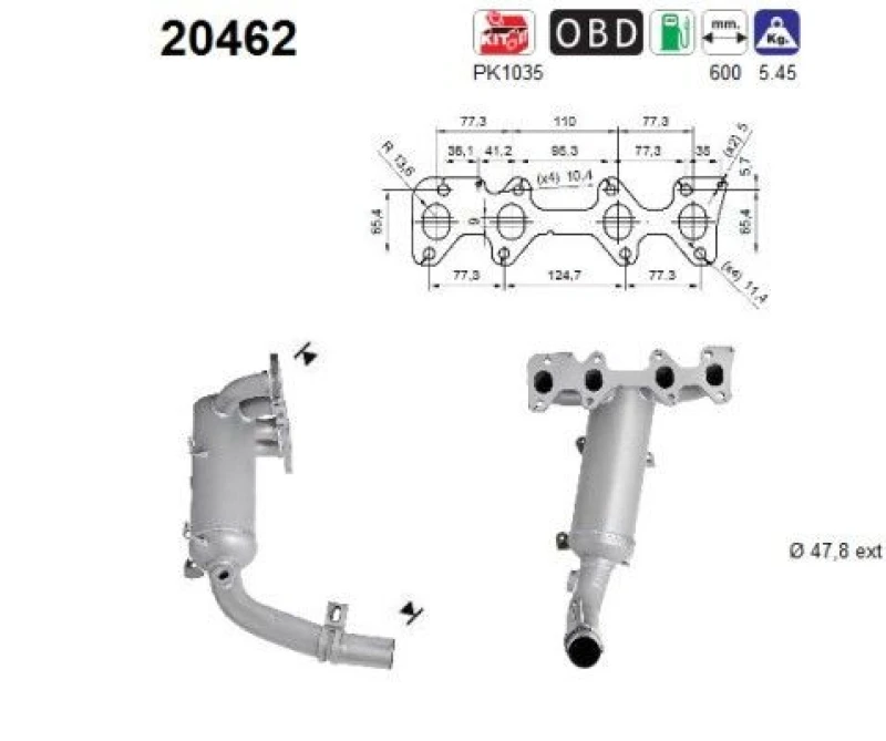 Image of AS Catalytic converter AS 20462