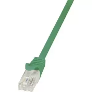 image of LogiLink CP1025U RJ45 Network cable, patch cable CAT 5e U/UTP 0.50 m Green incl. detent