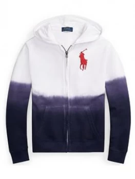 Image of Ralph Lauren Boys Ombre Big Pony Zip Through Hoodie - White