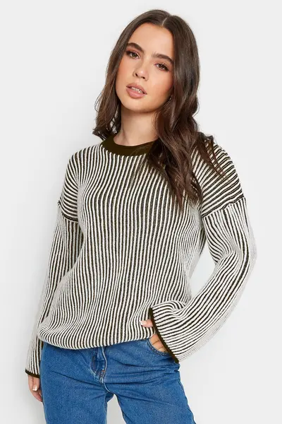 image of PixieGirl Petite Ribbed Funnel Neck Jumper White