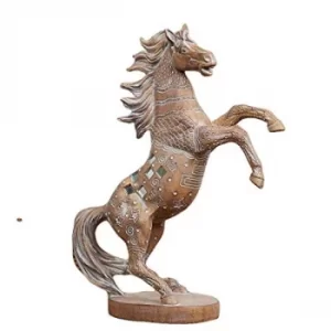 Image of Carved Sandstone Effect Horse Ornament with Mirror Mosaic