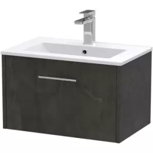 Hudson Reed Juno Wall Hung 1-Drawer Vanity Unit with Basin 2 600mm Wide - Metallic Slate