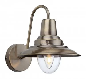 Image of 1 Light Indoor Wall Light Antique Brass, Clear Glass, E14