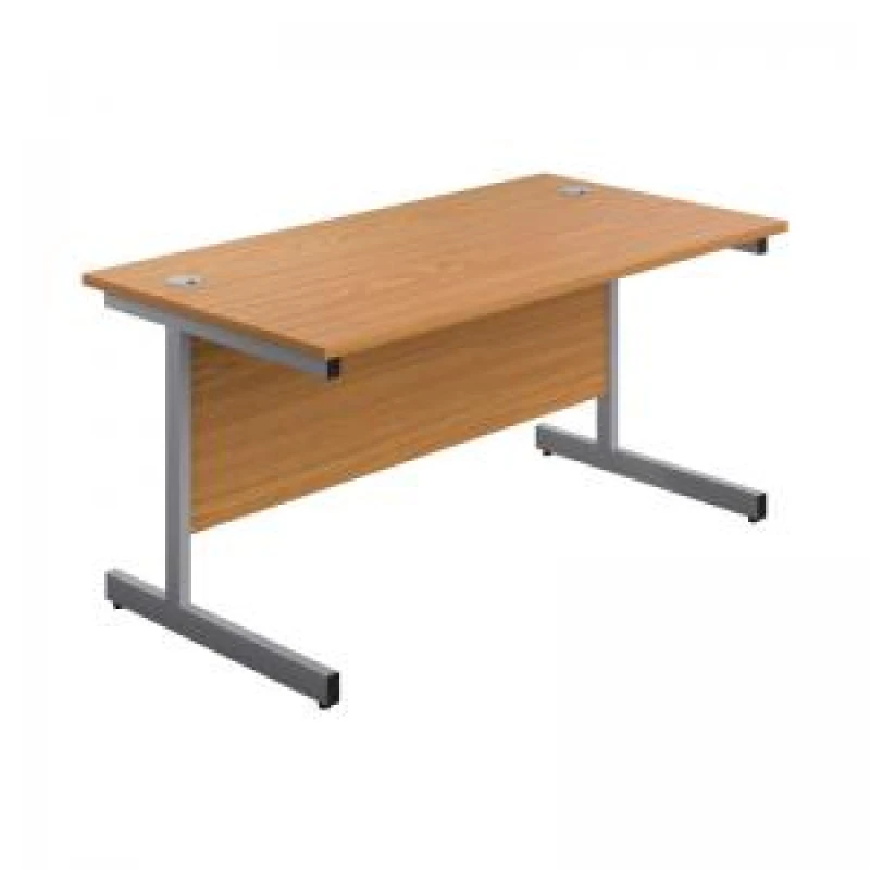 Image of First Rectangular Cantilever Desk 1800x800x730mm Nova Oak/Silver KF803508