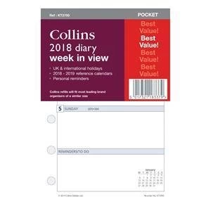 Image of Original Collins 2018 Pocket Diary Refill Week to View
