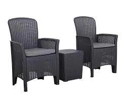 Royalcraft Faro Relax 3 Piece Bistro Set - Black 100% Recyclable Polypropylene