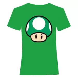 image of Super Mario Unisex Adult 1-UP Mushroom T-Shirt (M) (Green)