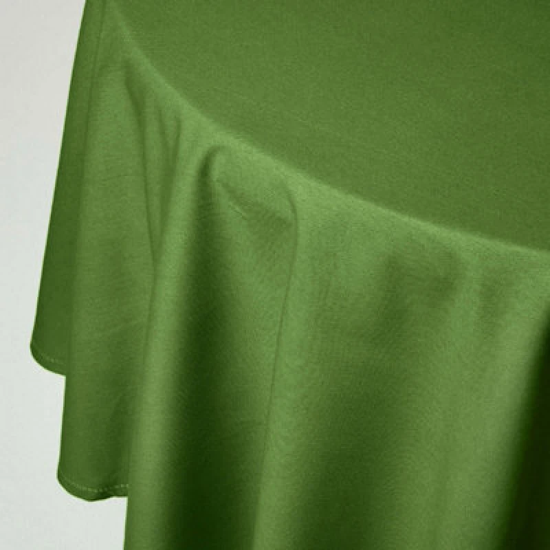 Image of Homescapes Plain Cotton Round Tablecloth, 178cm Olive
