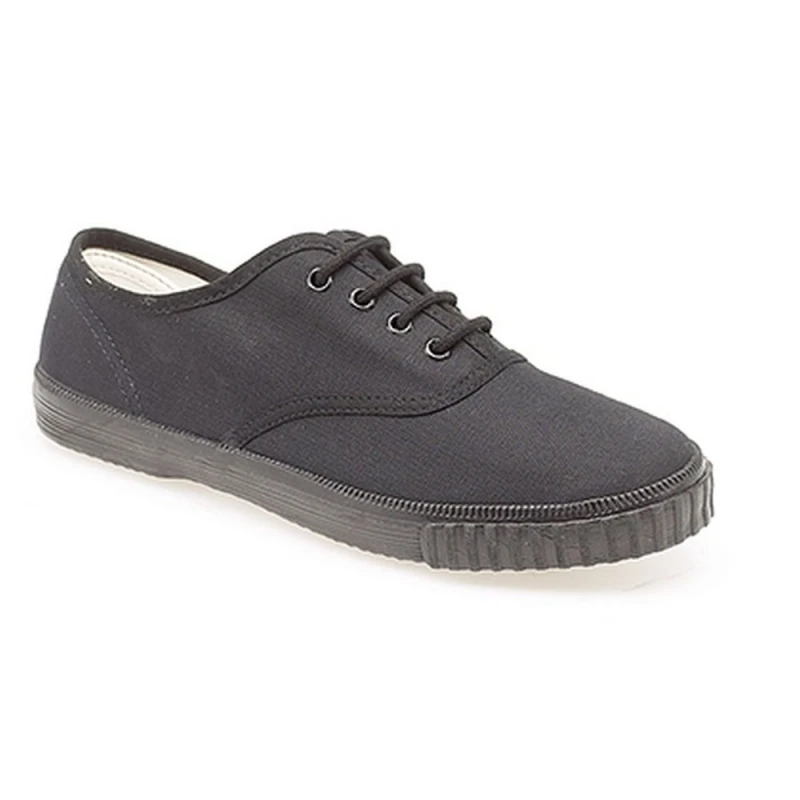 Image of Dek Lace Canvas Gym Plimsolls in Black Size: 4 Black Unisex 4