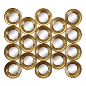 Image of Gold Metal Multi Circle Wall Mirror 76cm.