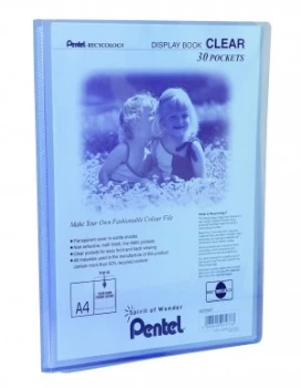 image of Pentel Recycology A4 Display Book Clear 30 Pockets Blue PK10