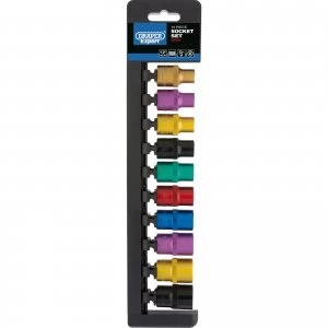 Image of Draper Expert 10 Piece 1/2" Drive Coloured Hex Socket Set Metric 1/2"