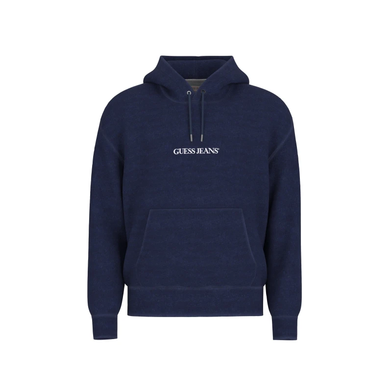 Image of Guess Mens Logo Pull Over Hoodie Indigo BL1N male Medium