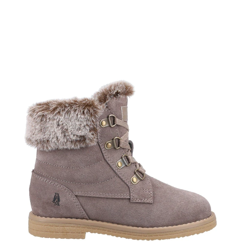 Image of Hush Puppies Girls Mini Florence Suede Warm Ankle Boots UK Size 12 (EU 30.5) GREY HUS730-GREY-12