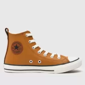 Converse Tan All Star Hi Lined Junior Trainers