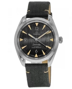 Image of Omega Seamaster Railmaster Master Chronometer Black Dial Grey Fabric Strap Mens Watch 220.12.40.20.01.001 220.12.40.20.01.001