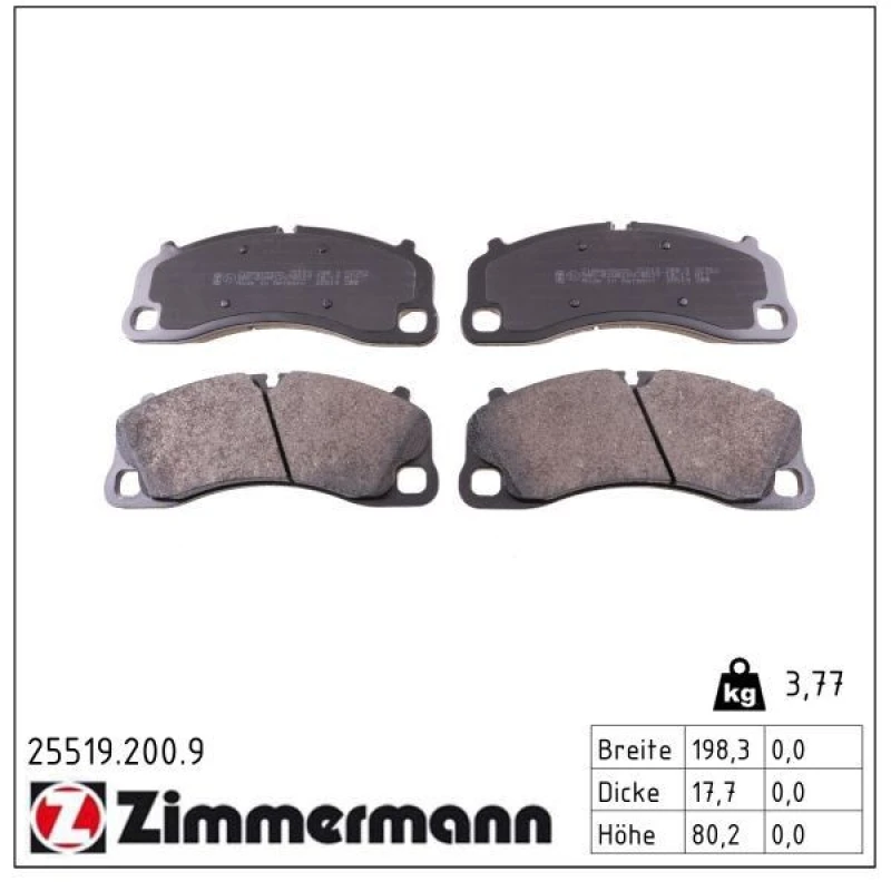 Image of ZIMMERMANN Brake pad set ZIMMERMANN 25519.200.9