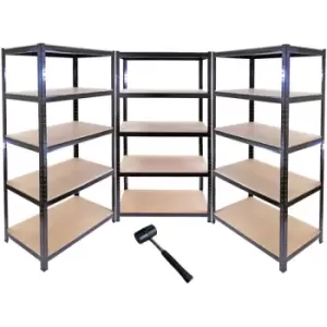 Image of 3 x 90cm Black Shed / Utility / Greenhouse Storage Racks Bays /