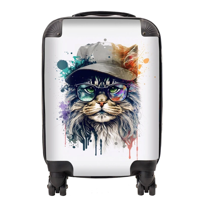 Image of Warren Reed - Designer Maine Coon Cat Splashart Suitcase Size: Small Multicolor Unisex Small