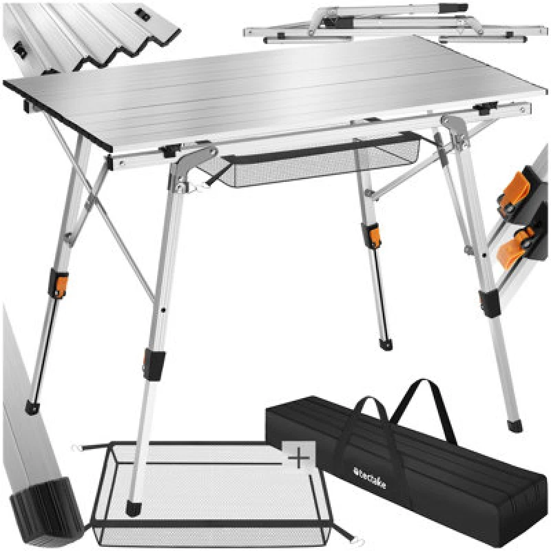 Image of Tectake 1 Camping Table Tina - Foldable, Height-Adjustable - Silver