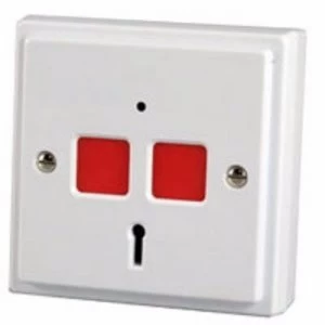 Image of CQR Panic Button and Key Personal Attack Hold-Up Device White Finish - Electronic Double Panic Button-Flush