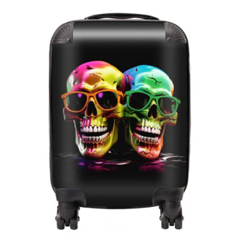 Image of Warren Reed Designer Happy Skeletons In Sunglasses Suitcase - Small