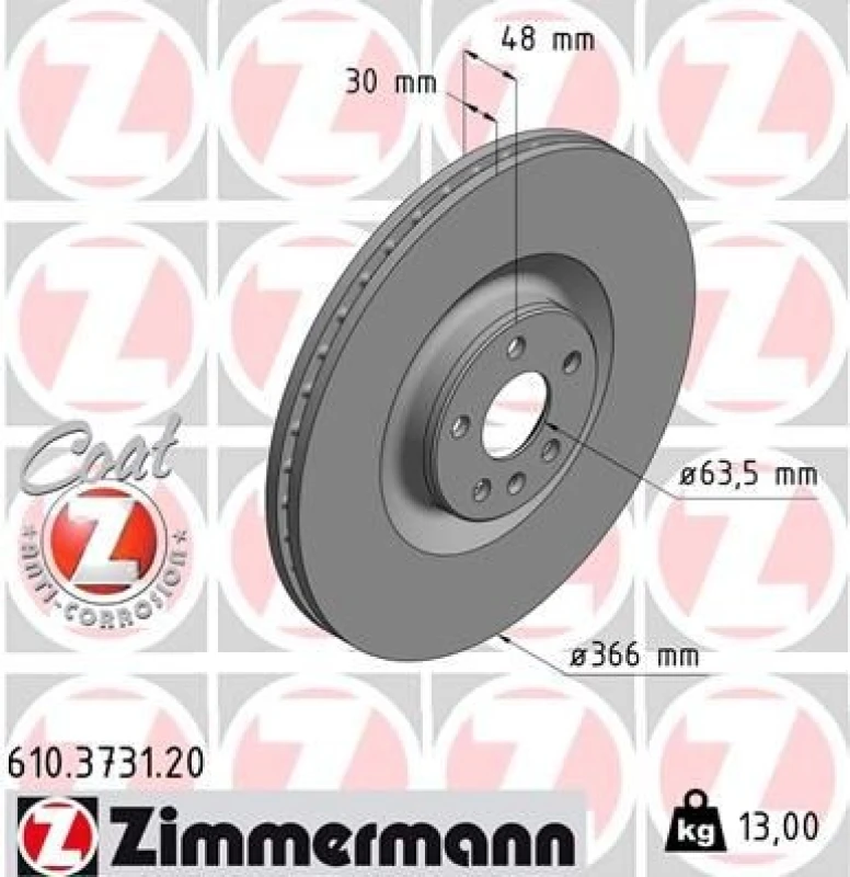 Image of ZIMMERMANN Brake disc ZIMMERMANN 610.3731.20