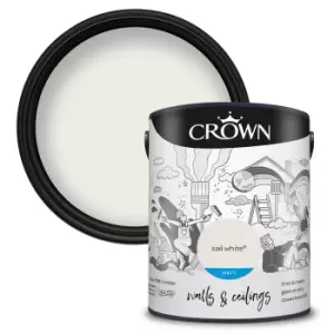 image of Crown Walls & Ceilings Matt Emulsion Sail White - 5L